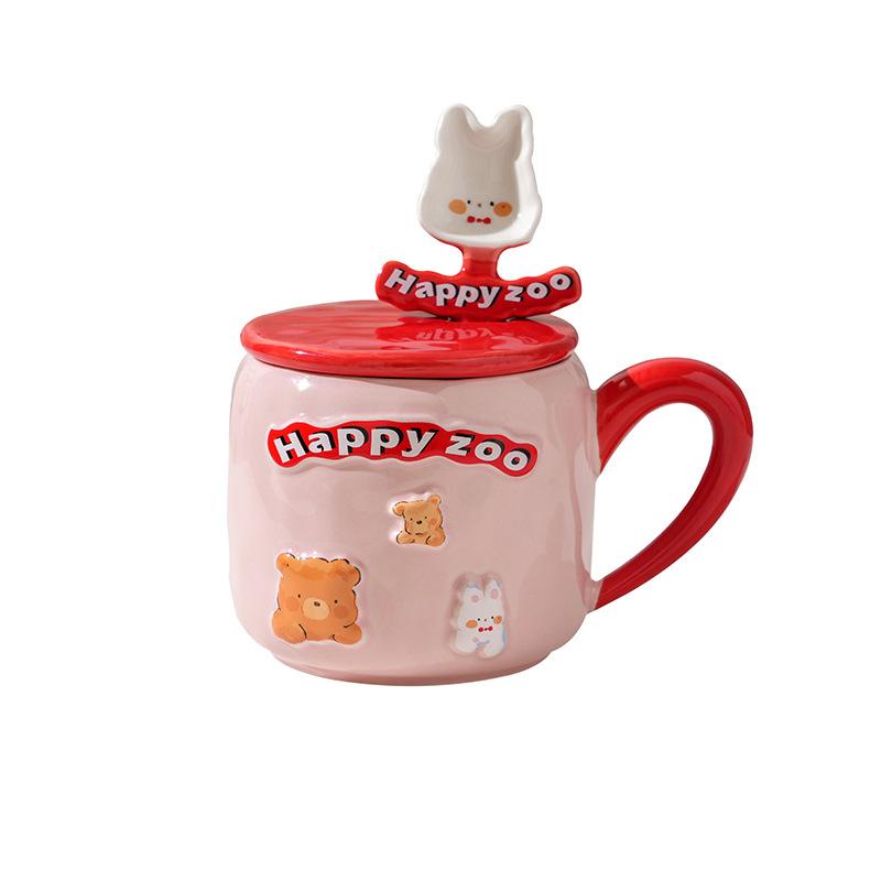 Creative High Value Ceramic Cup with Lid for Home Cute Couple Water Cup Gift Box High End Souvenir Gift Mug