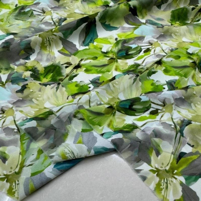 100x150cm Floral Printed Style Fabric Summer Silk Chiffon Fabric for Diy Sewing Soft Comfortable Dress Shirt Pajamas Pants