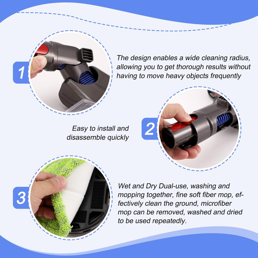 M-Modern-For Dyson V15 V11 V10 V8 V7 Vacuum Cleaner Electric Mop Head Attachment With Detachable Water Tank 6 Reusable Mop Pads
