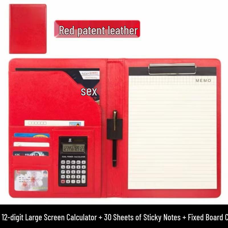 A4 Leather Business Folder with Calculator and Notepad Holder