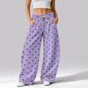 Women's Casual Loose Fit Wide Leg Pants with Pockets, Printed Athletic Trousers