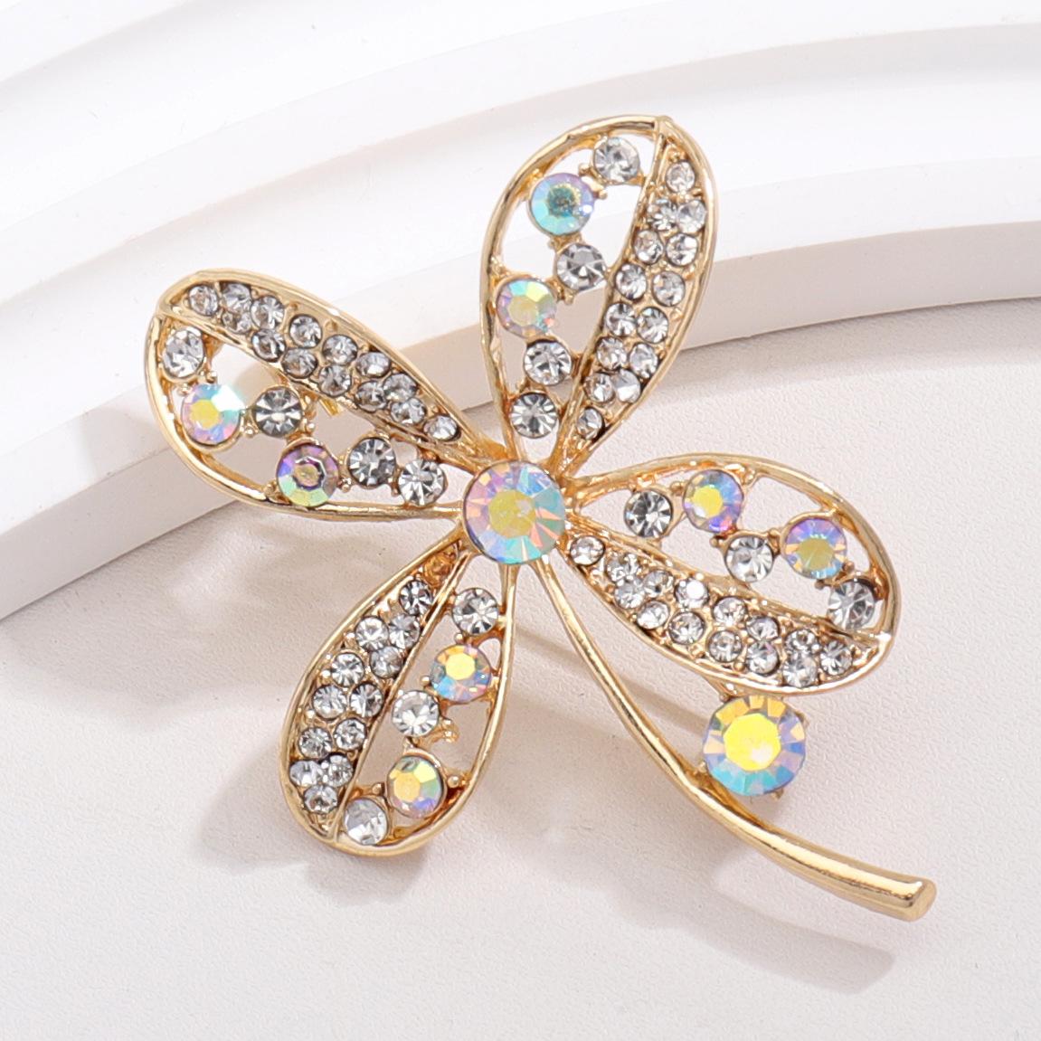 

Стеклянная брошь-клевер из смоляного сплава, прямая продажа, анти-аут, светлая брошь-булавка