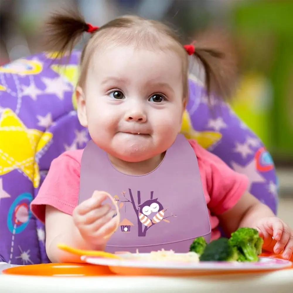 Cartoon Animal Hippopotamus Dinosaur Silicone Bib for Baby Infant Safe Waterproof Halter Feeding Burp Cloths Soft Drool Bag