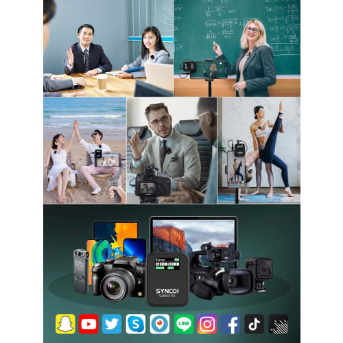 Wireless Microphone, SYNCO G2(A2) MAX, Noise Cancellation, Approximately 24 Hours of Recording, Volume Control, for YouTube Video Shooting, Live Strea