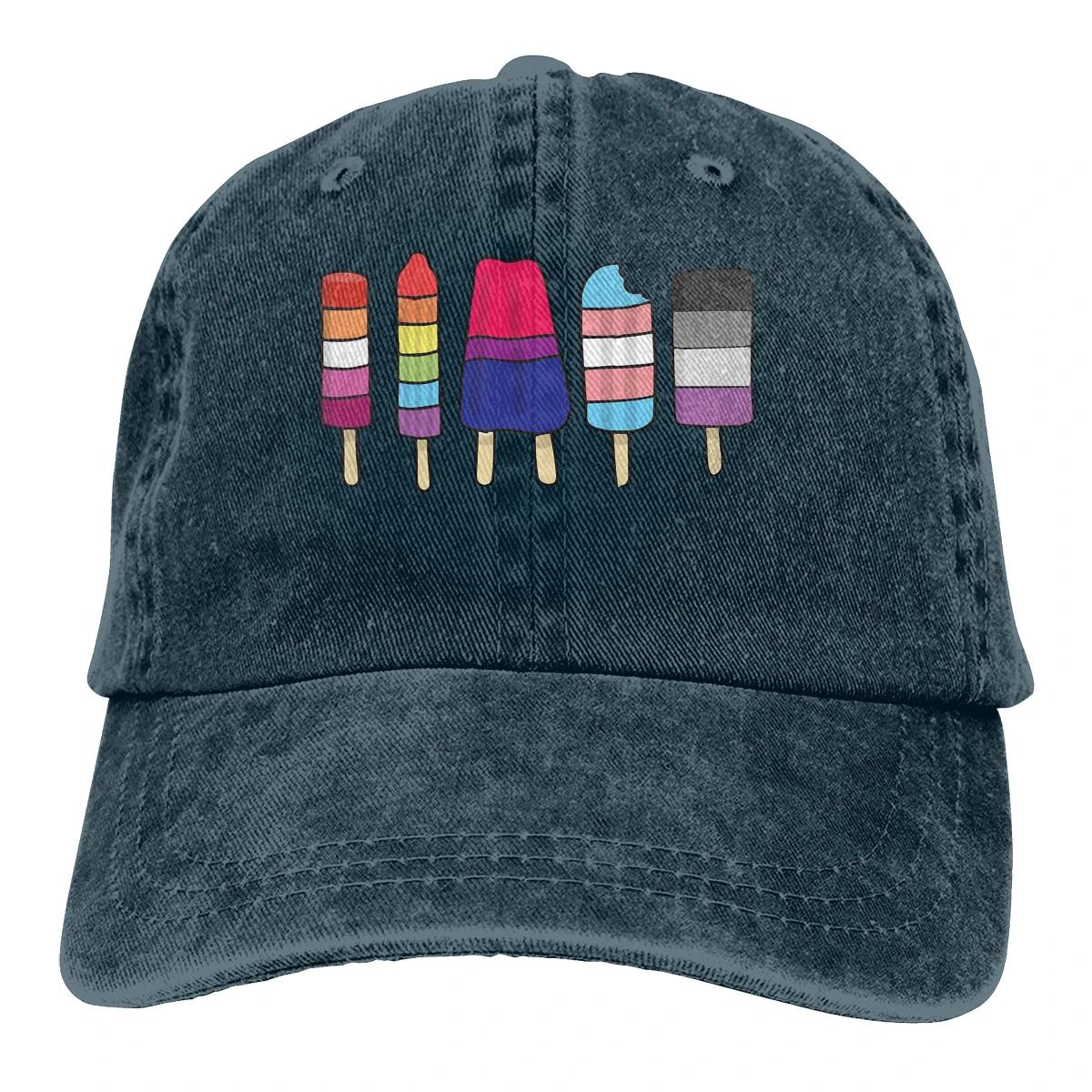 

Adjustable Solid Color Baseball Cap Popsicles Washed Cotton LGBT transgender Sports Woman Hat Adjustable темно-синього кольору
