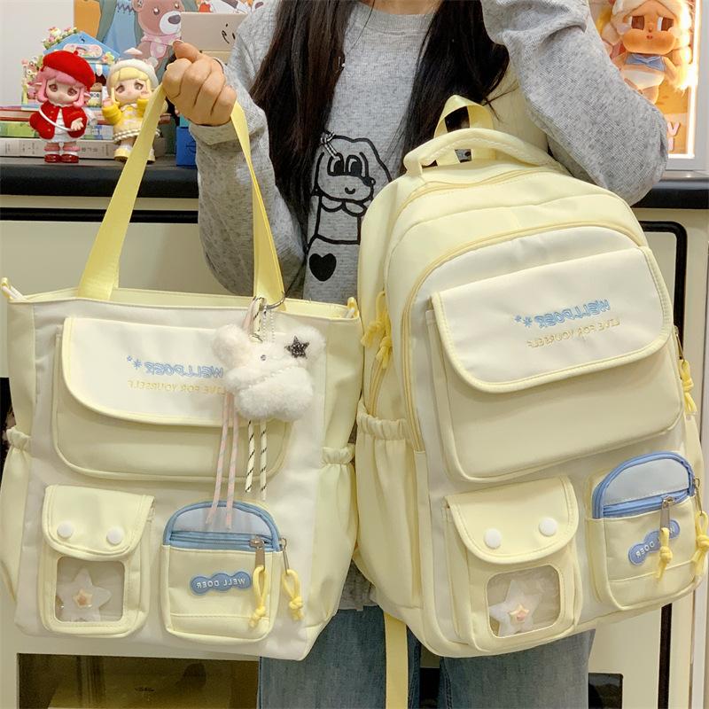 Schoolbag Large capacity schoolbag Girls primary school students High value Small fresh color matching backpack Junior high school students Versatile