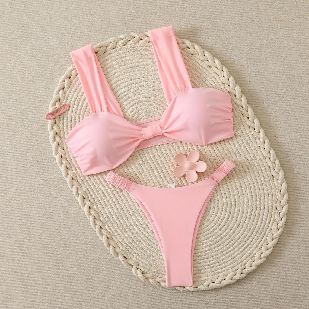 Solid Color Sexy Two-Piece Bikini - Women's Swimwear
