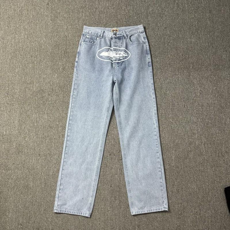 Corteiz Roztrhané Džínové Šortky S Výšivkou Hvězd Vintage Streetwear Rovný Střih Střední Pas Ležérní 5/8 Délka Džíny Pánské