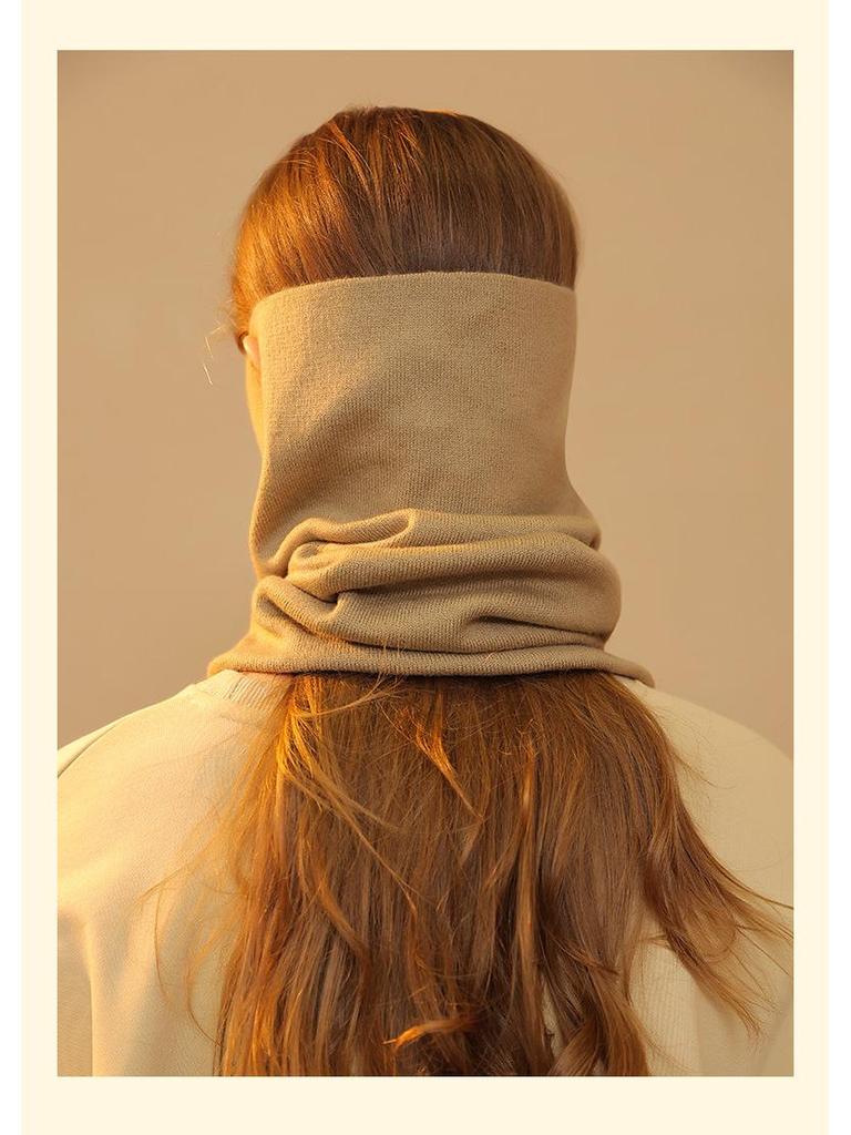 Dámský trendy šátek-čepice vše v jednom s maskou na uši, vlna, na podzim a zimu