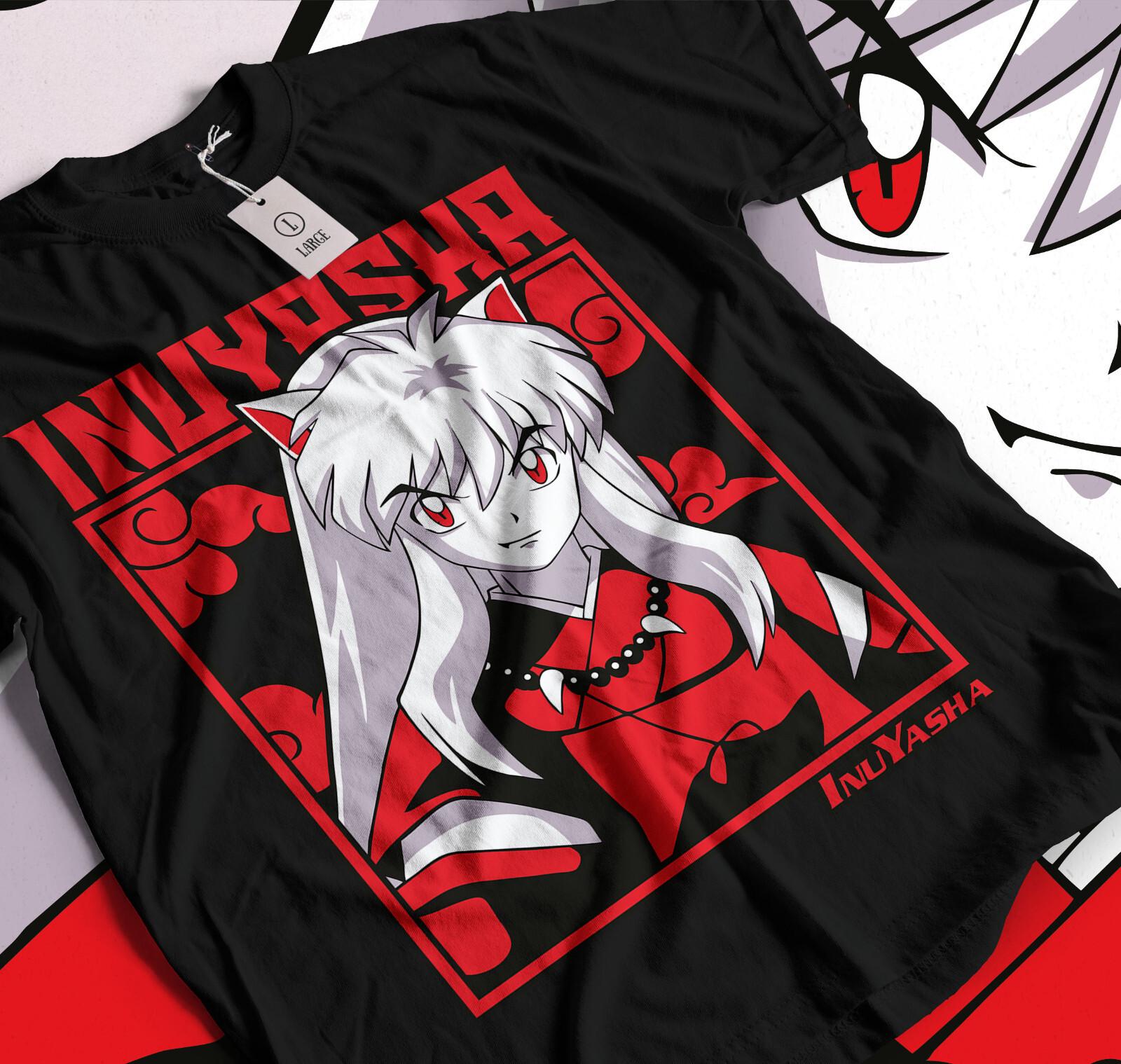 Inuyasha Sesshomaru T-Shirt Mens Womens Tees Top Red Moon anime best anime vintage black T-Shirt Mens Womens Tees Top 024 S