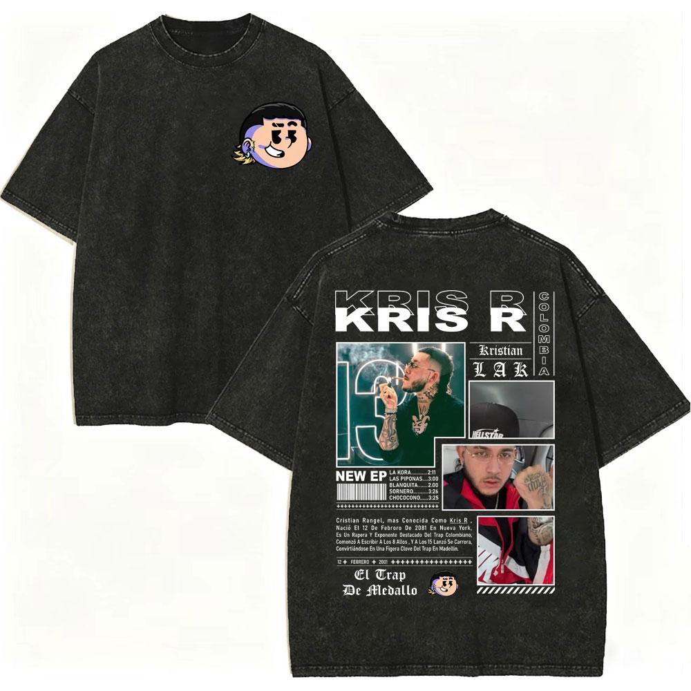Vintage Washed Rapper Kris R Tshirts Men Women Clothing High Street Fashion Trend T Shirt High Quality Cotton Oversized Tshirt