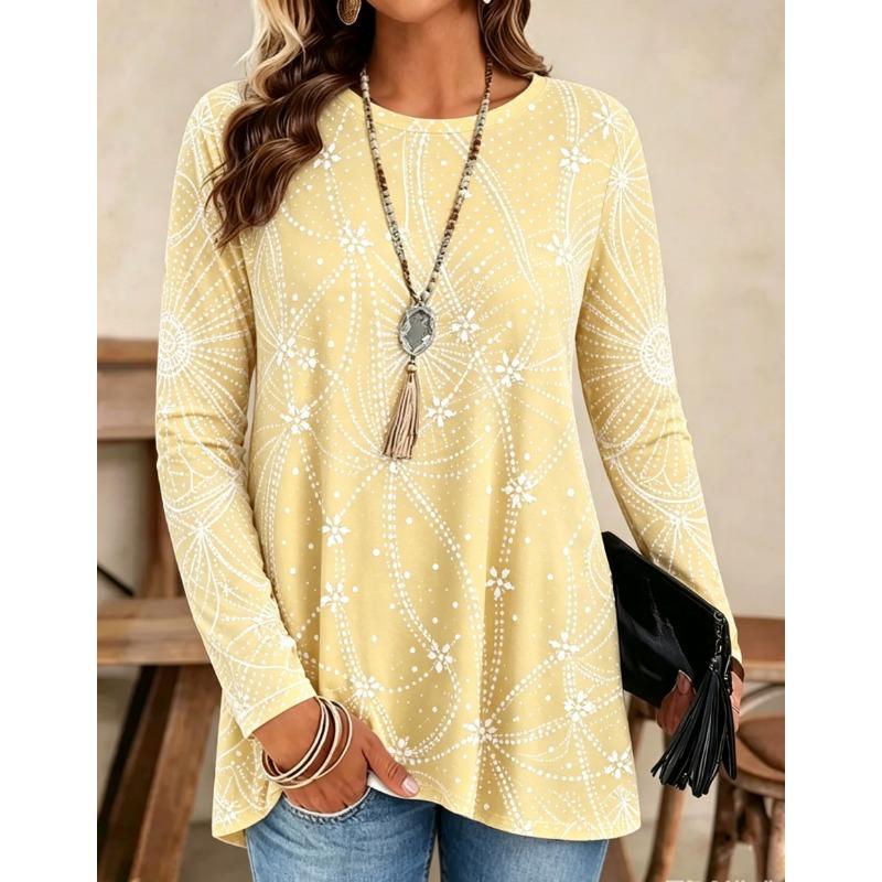 Autumn and winter women's long-sleeved O-neck T-shirt