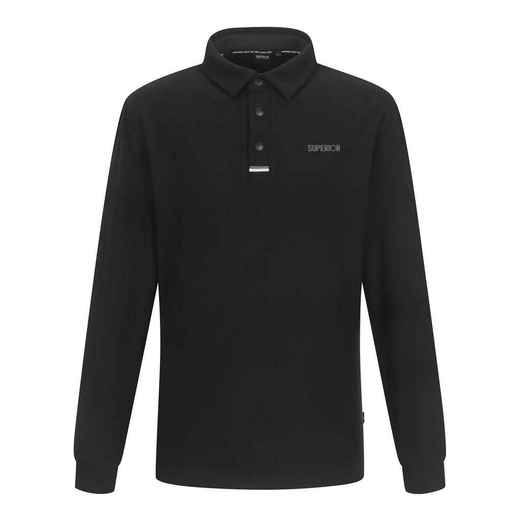 Superior Men'S Fleece-Lined Collared T-Shirt Black (Imteks40139)