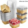 50 Pcs Aluminum Foil Baking Pans Rectangle Cake Cup With Lids Heat Resistant Mini Loaf Pans For Baking Kitchen Accessories