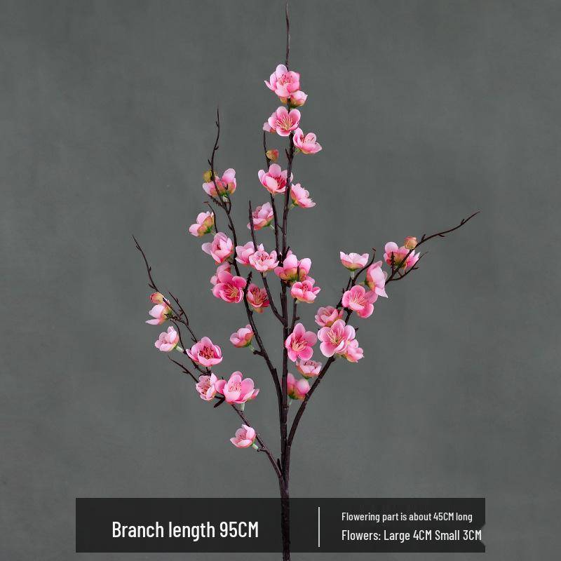 Artificial Plum Blossom Branch Decor - Winter Peach & Dried Flower Bouquet for Living Room, Chinese Home Decoration