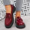 Casual Round Toe Platform Loafers Woman 2025 Autumn British Style Bow PU Leather Shoes Women Comfort Plus Size Slip On Flats