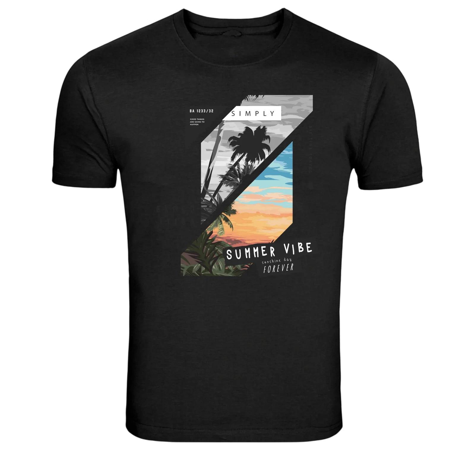 Simply Summer Vibe Tropical Sunset Graphic T-Shirt 2XL