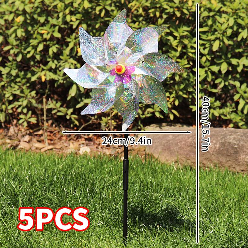 1-5Pcs Laser Bird Repellent Anti Bird Windmill Pinwheels Reflective Bird Scare Deterrent Driving Windmill For Garden Lawn Yard
