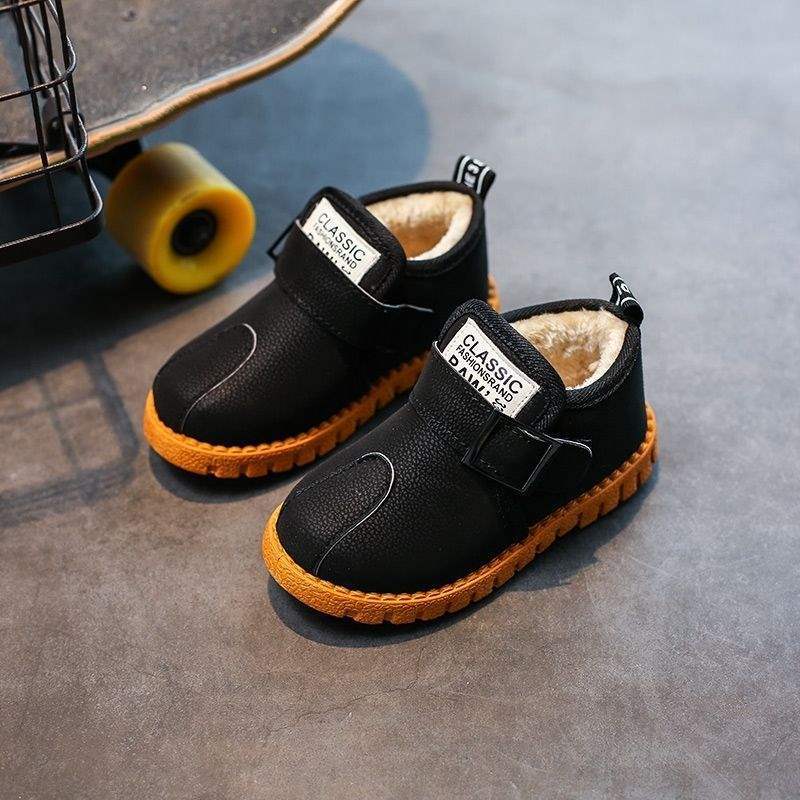 Winter children's snow boots girls fleece thickened cotton shoes boys warm Martin boots baby flat non-slip short boots