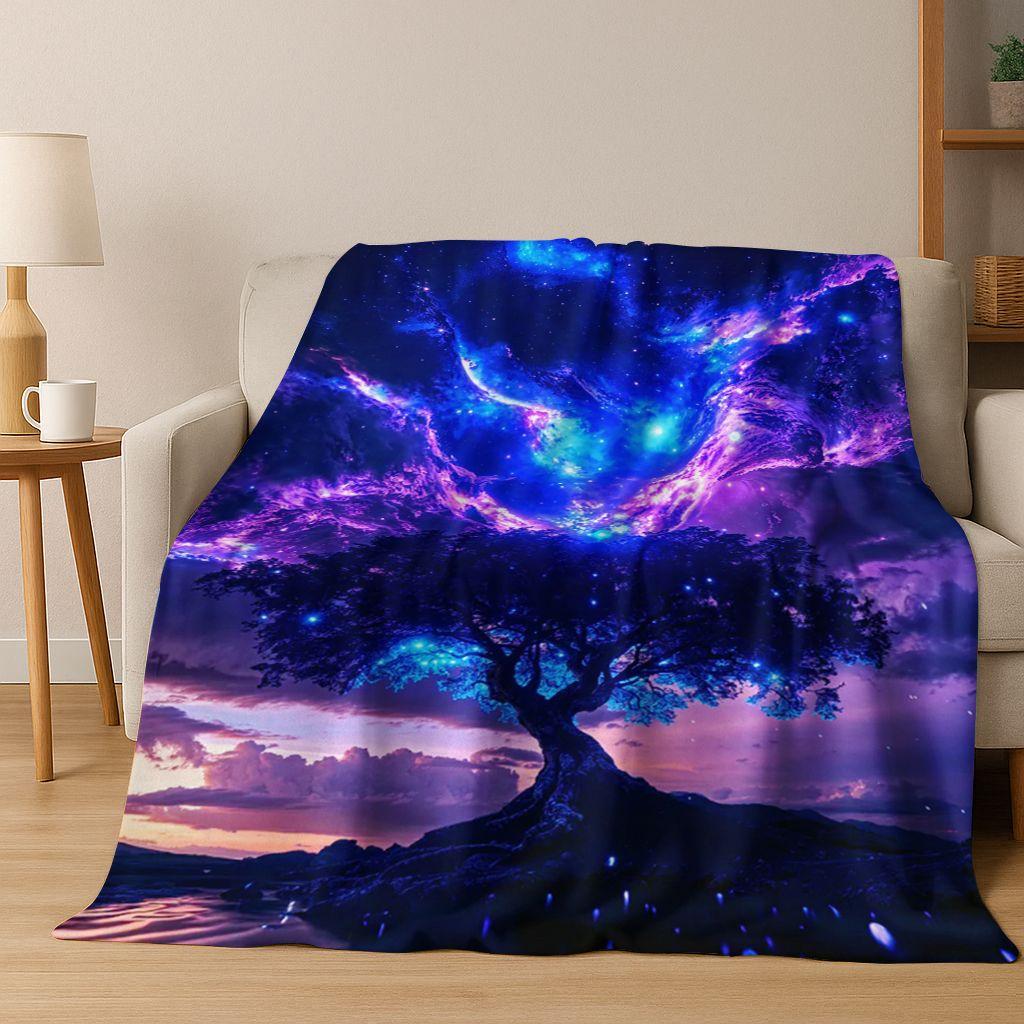 Nordic Dream Tree of Life Symbol Totem Yggdrasil Flannel Blanket,Cozy Soft Throw Blanket for Home Bedroom Bed Sofa Cover Gift