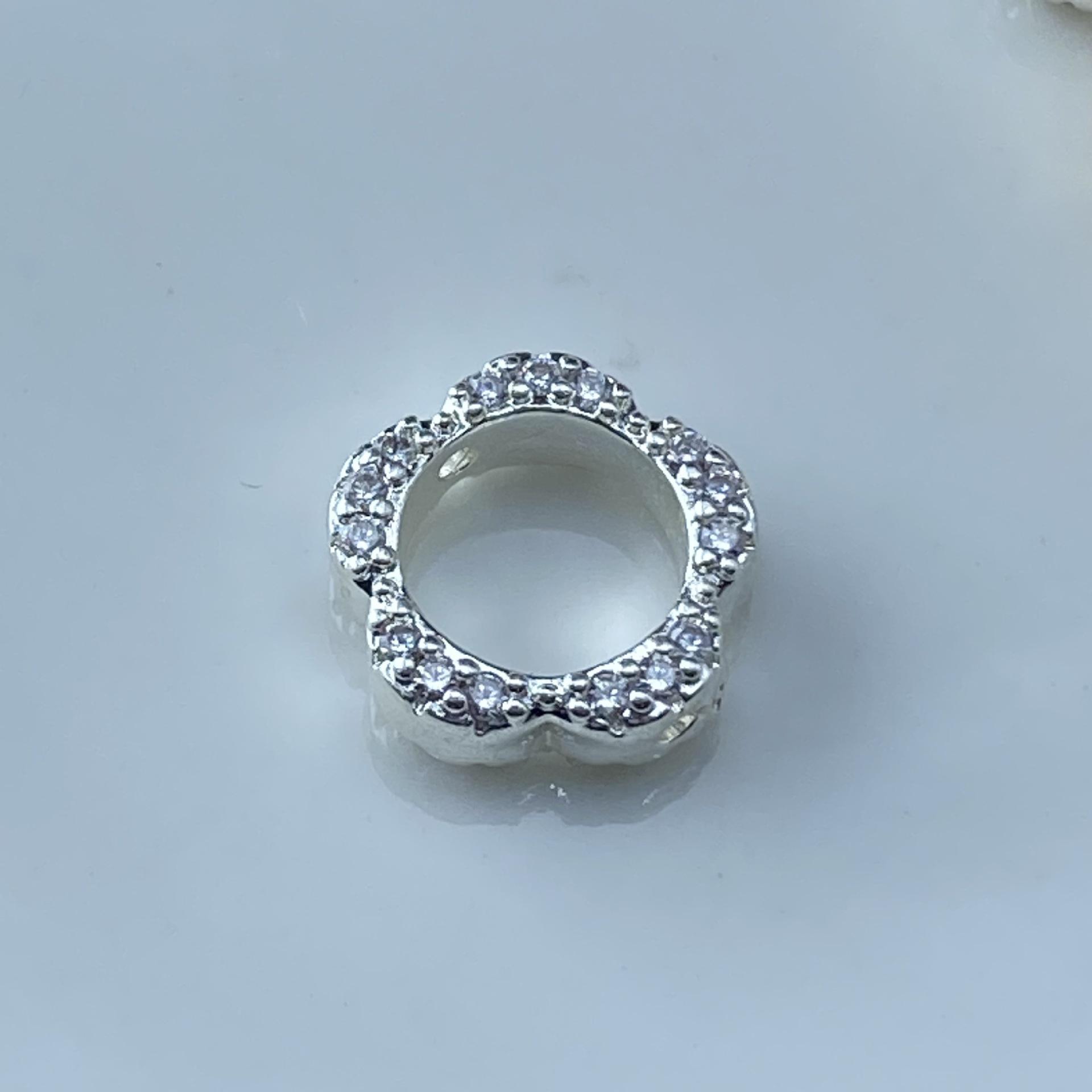 Double-Sided Zircon Plum Blossom Bead Ring Spacer – Crystal Color Retention Beading Accessory