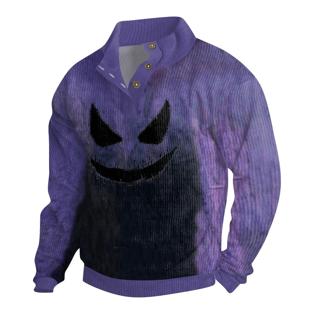 Men's Halloween Printed Corduroy Button Shirt