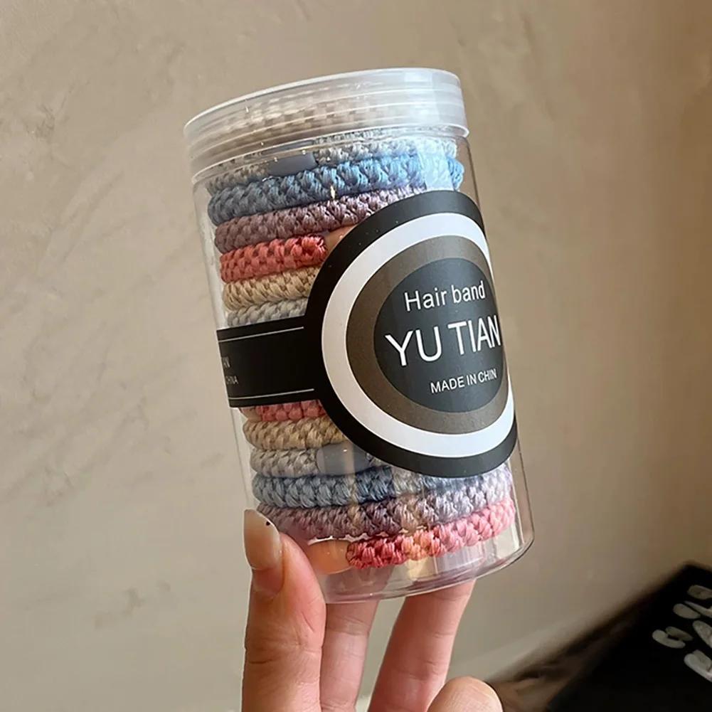 15Pcs Woven High Elasticity Hair Bands for Women's Hair Tie Basic Rubber Bands Thickened High Ponytail Headband Hair Accessories