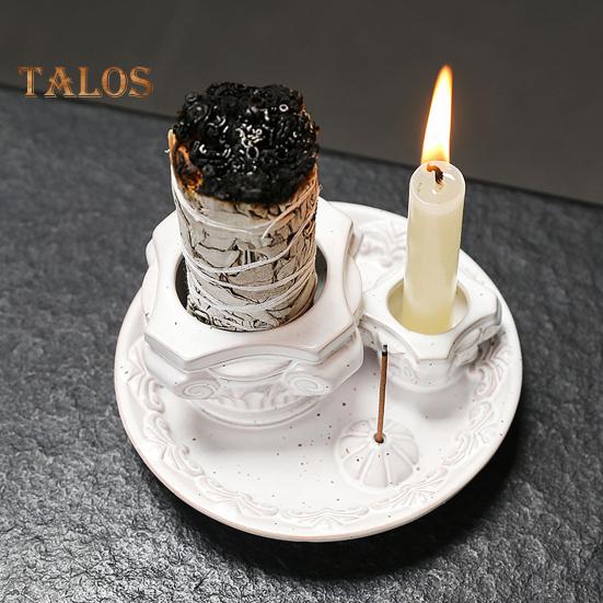 Palo Santo-Stäbchenhalter, Keramik-Kerzenhalter, 4-in-1-Räuchergefäß, Salvia-Halter für Palo Santo-Räucherstäbchen, Meditation, Yoga, Raumdekoration