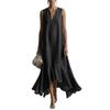 Women's Long Denim Dress Casual Loose Sleeveless V Neck Maxi Dress
