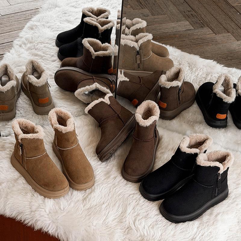 Zamszowe Śniegowce Damskie Buty Zimowe Skóra Naturalna Ciepły Plusz Zimna Zima Damskie Botki Rozmiar Plus 41