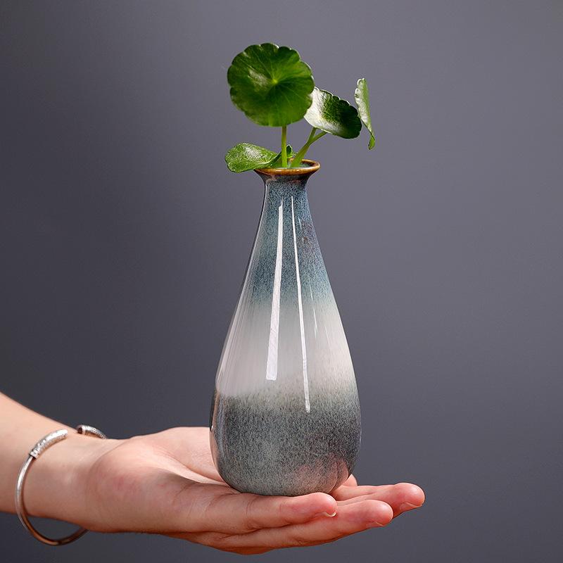 Modern Minimalism Ceramic Vase  Home Accessories a Flambe Vase Ceramic Handicrafts Green Plant Hydroponic Flower Apparatus