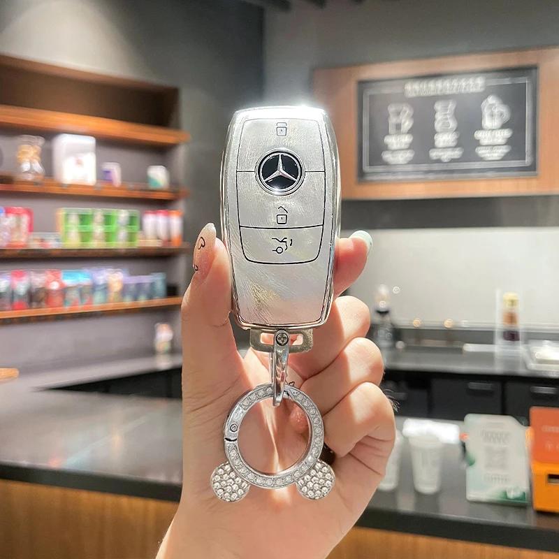 Car Key Case Cover for Mercedes Benz 2022 C S Class W206 W223 S350 C260 C300 S400 S450 S500 TPU Shell Fob Holder Protector ss1