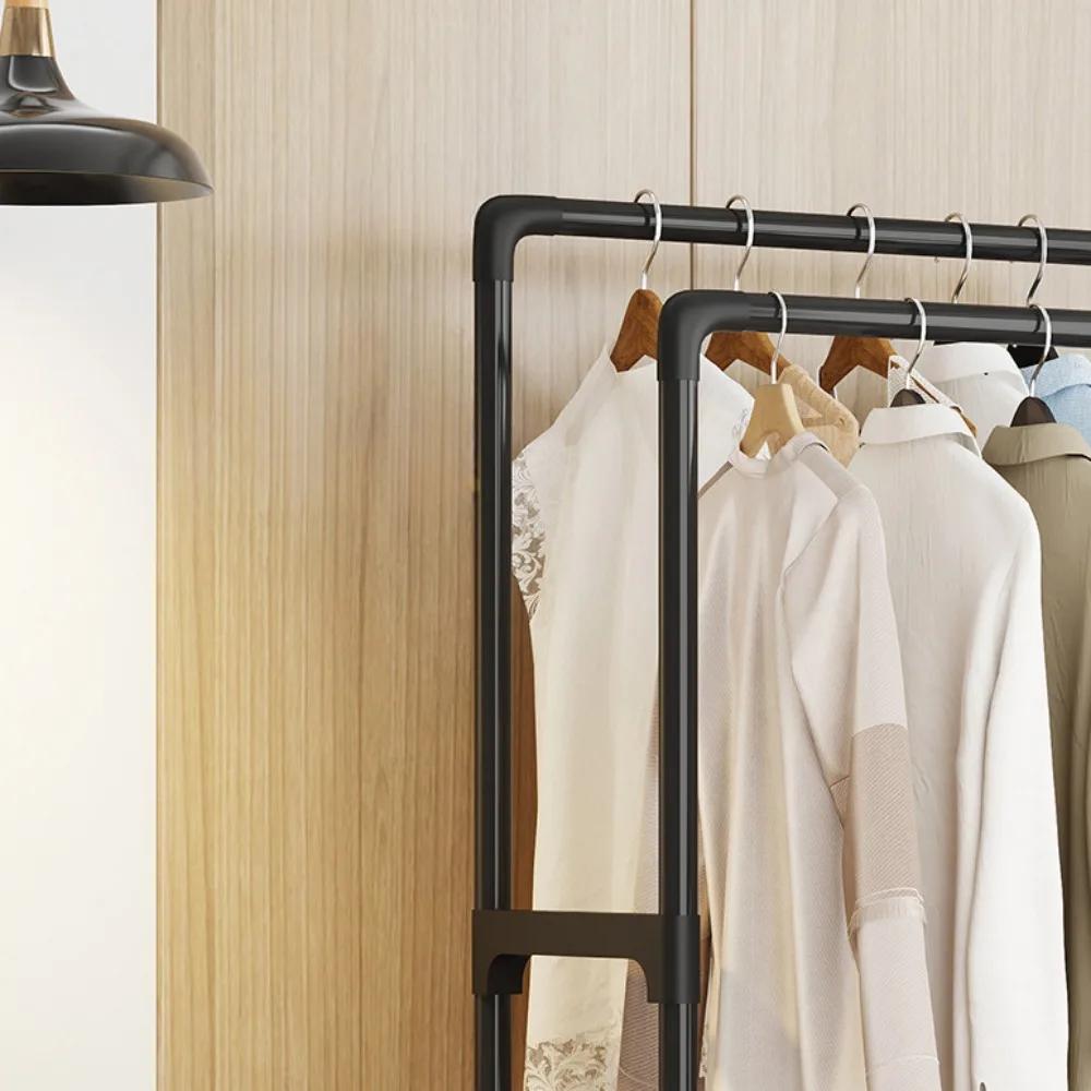 Suport de haine de podea cu bară dublă, umeraș pentru haine, capacitate portantă puternică, dulap simplu cu mai multe etaje, suport de haine mobil