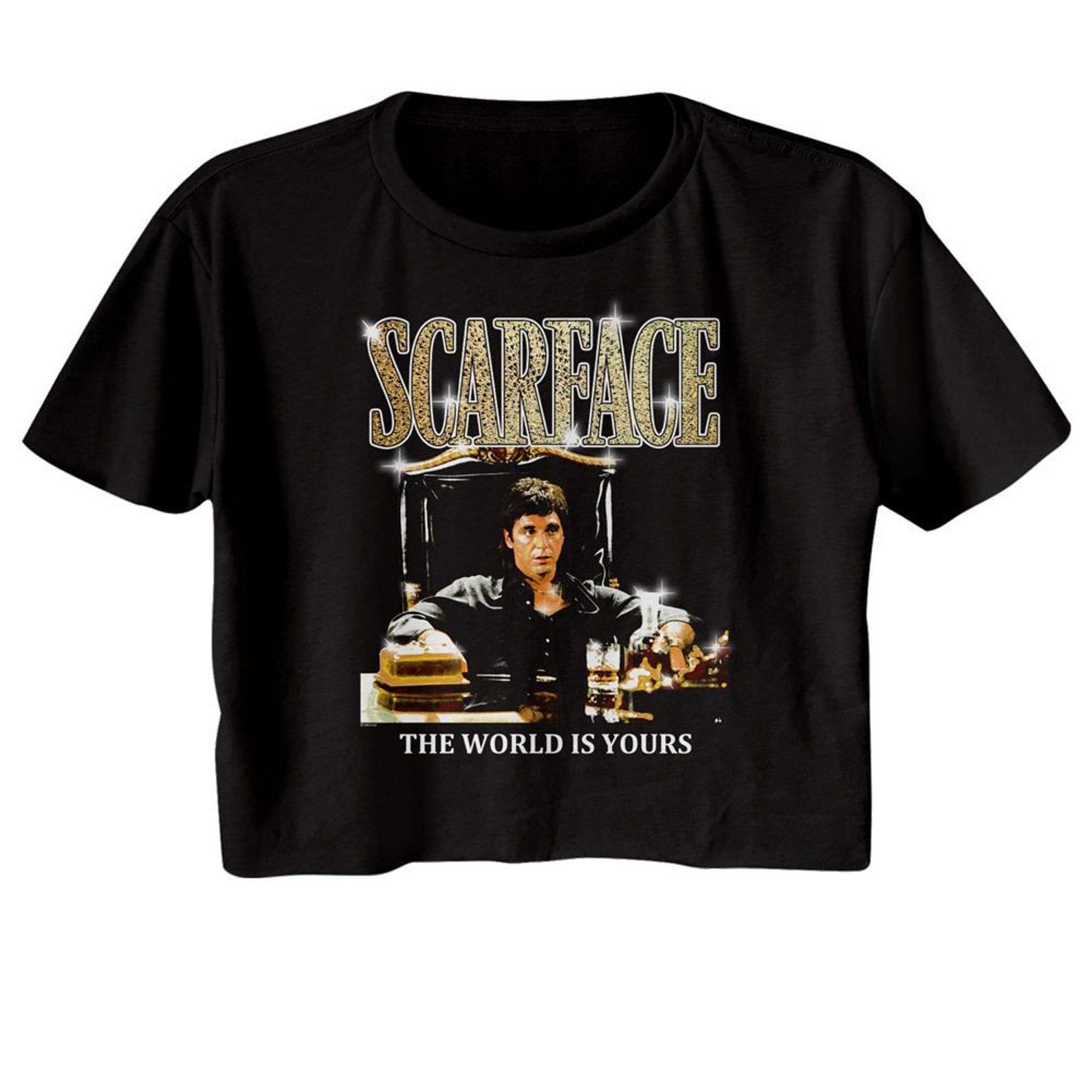 Scarface Gold Logo Black Women s Festival Cali Crop T-Shirt 2XL
