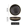 Ru Han Light Luxury Matte Black Gold Rim Ceramic Deep Dish Plate