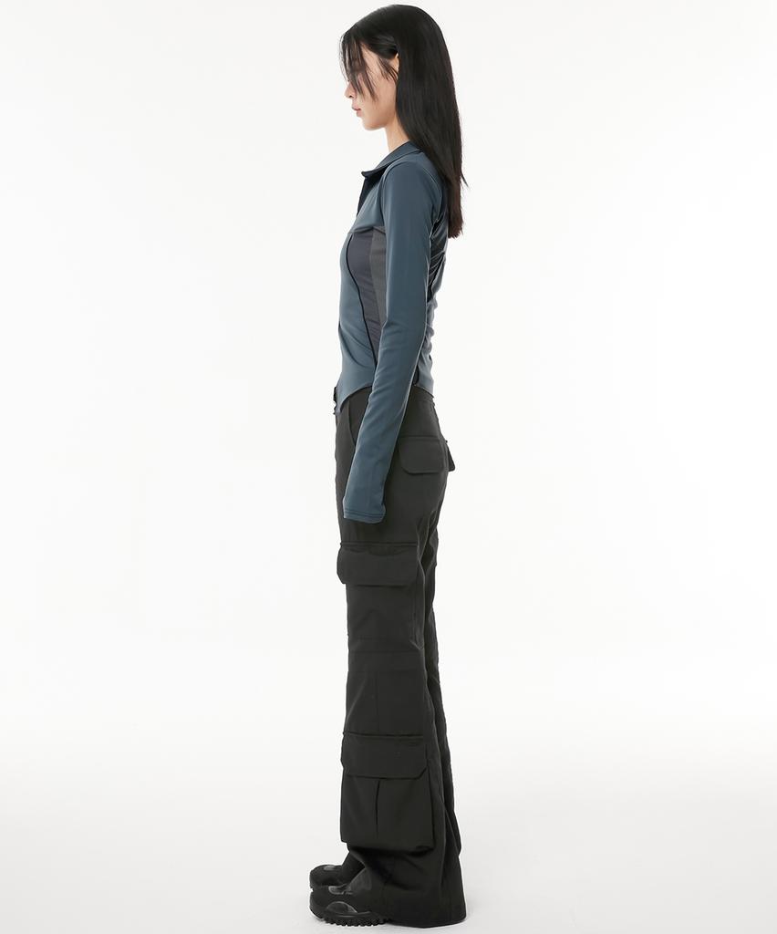 Peulleeoeob 5.Cargo Flare Pants (Fl-234_Black)