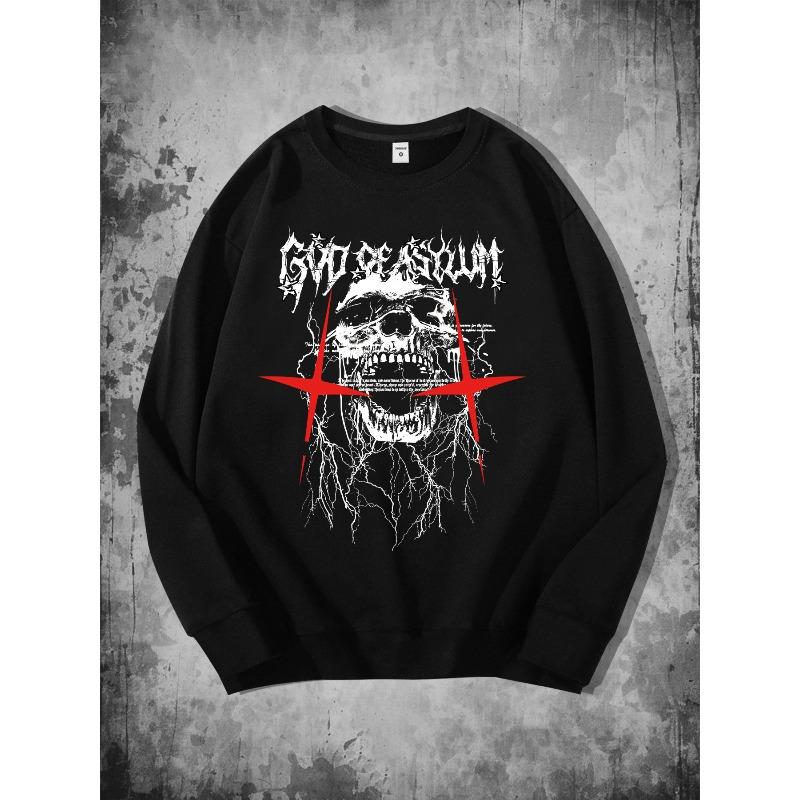 Gothic Dark Cross Skull Print Autumn/Winter Casual Sweatshirt