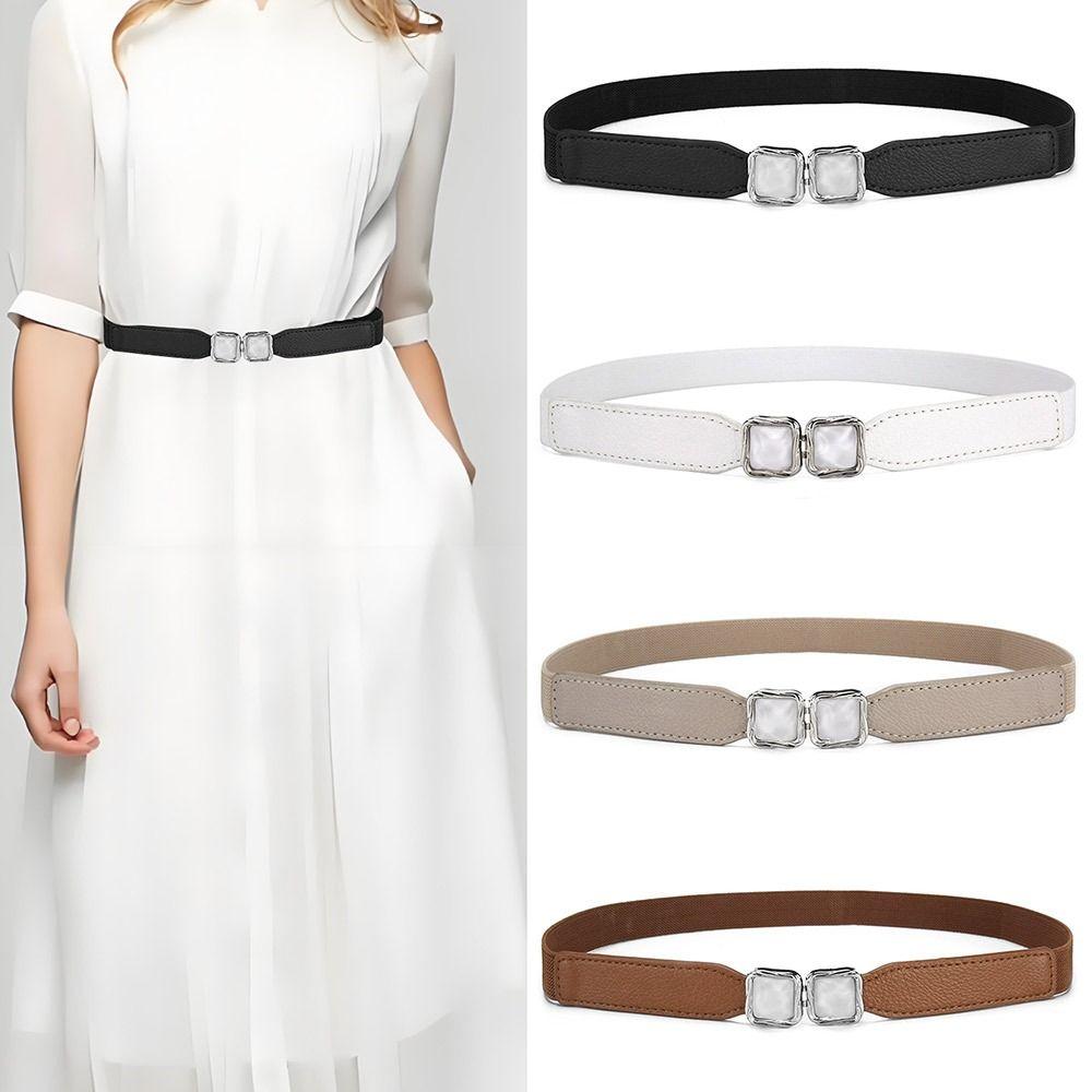 Thin Metal Hook Buckle Waistband Adjustable Elastic Waist Seal  For Women Lady Girl Bridal