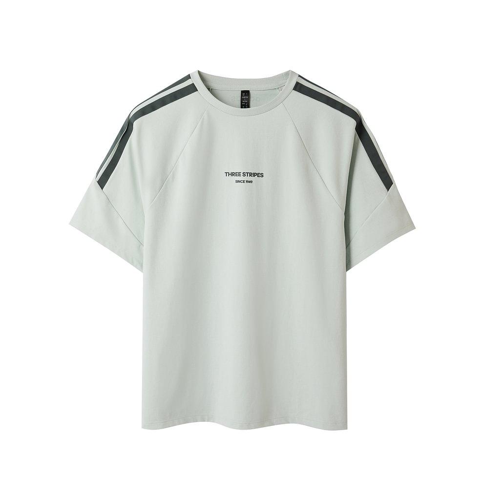 adidas Striped Loose Comfortable Fitness Running Breathable Short Sleeve T-shirt M