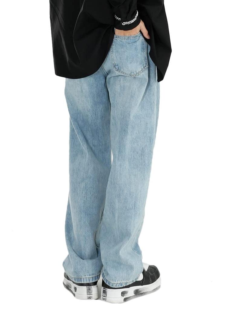 Laquest Loose Fit Straight Size M Men's Light-Colored Jeans, Leg,