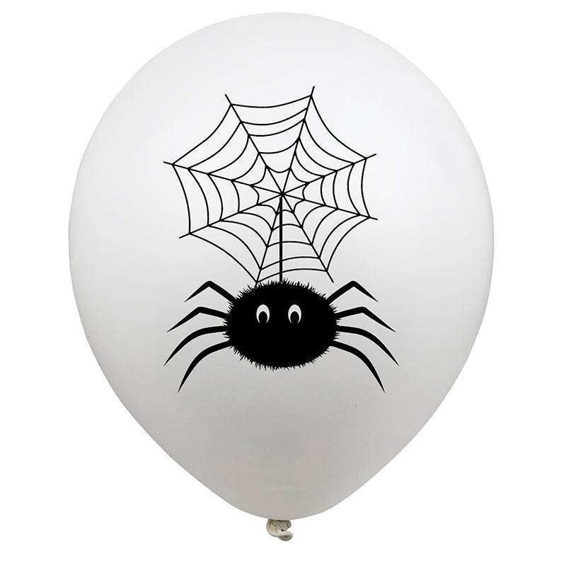 

White Halloween Ghost Face Spider Witch Bat Latex Balloons 12Inch 2.8g Print Balloons Scene Layout Decorative Terror Balloons 12inch 10pcs