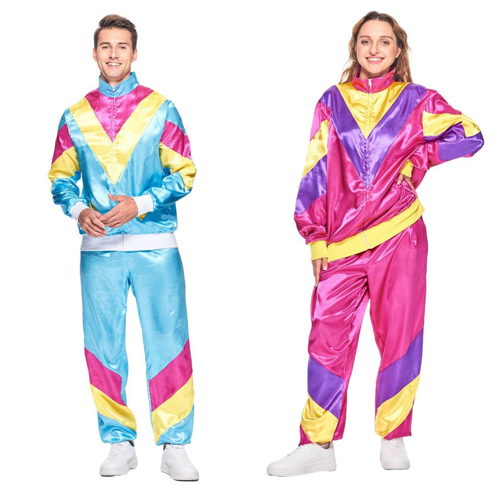 Adult Couple Punk Hip Hop Dance Costume With Polyester Fabric For Halloween Party Performance