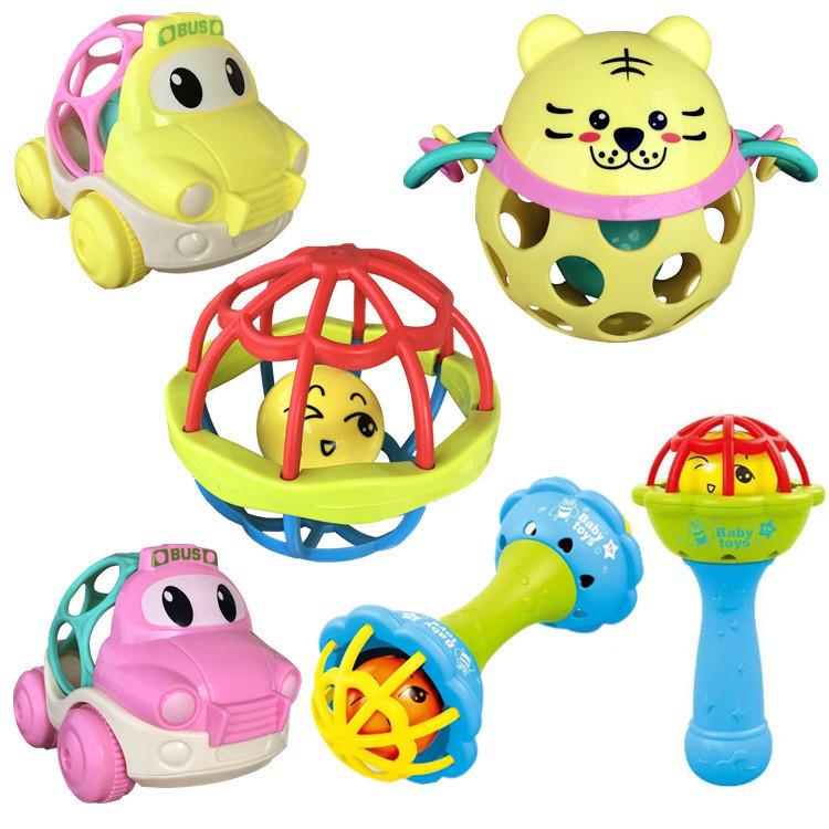 Baby Clutch Ball Rattle Fitness Soft Glue Hand Rattle, Fish Skewer Toothpaste Infant 0-1 Years Old Educational Toy