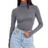 Women's Turtleneck Long Sleeve Shirts Solid Color Fall Fashion Basic Slim Fit Soft Thermal Tops