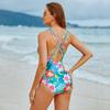 Women Printed One Piece Swimwear Sexy Backless Swimsuit V Neck Summer Beach Wear Slimming Bathing Suit S~XXL
