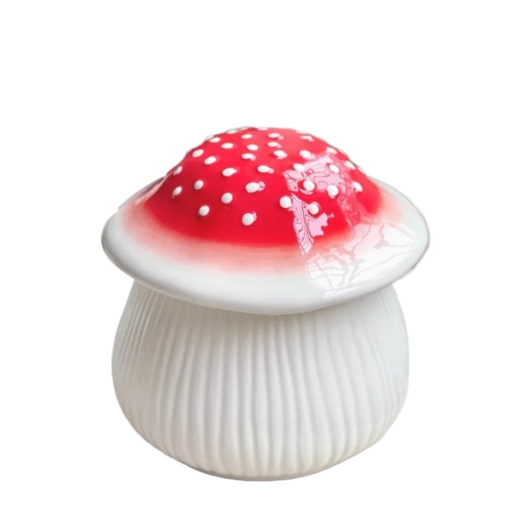 Simulation of Mushroom Ceramic Storage Tank Crafts Ornaments Cartoon Mushroom Sundries Storage Tank Container Home Decoration