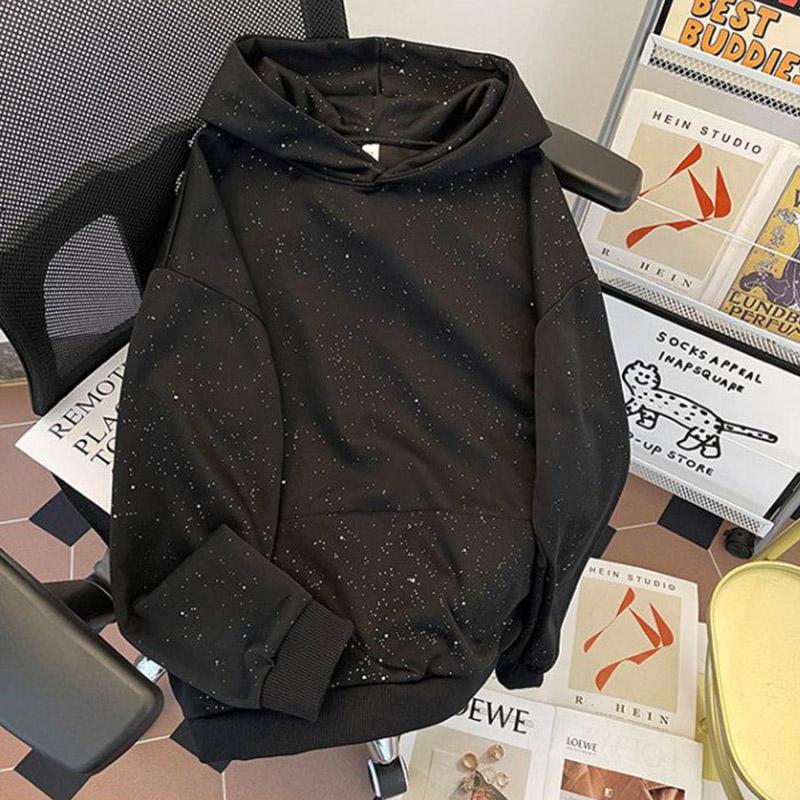 Sweatshirt for Women Oversize Hooded Black Thickened Loose Casual Pullover Long Sleeve Winter Sweatshirt Top