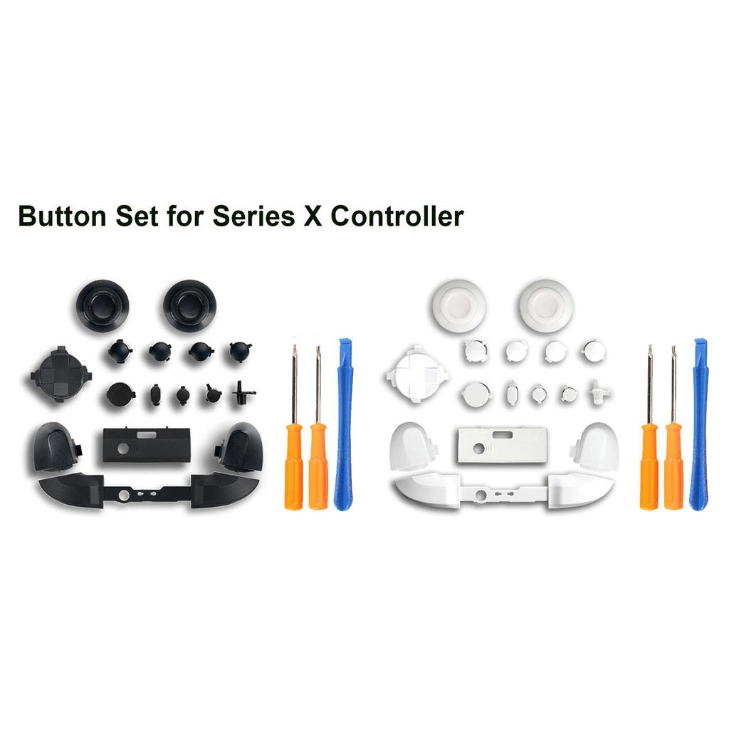 Ersatz-Kunststoff-Knopf-Kit für Xbox Series X Controller Vollständiges Set mit Werkzeugen Schwarz