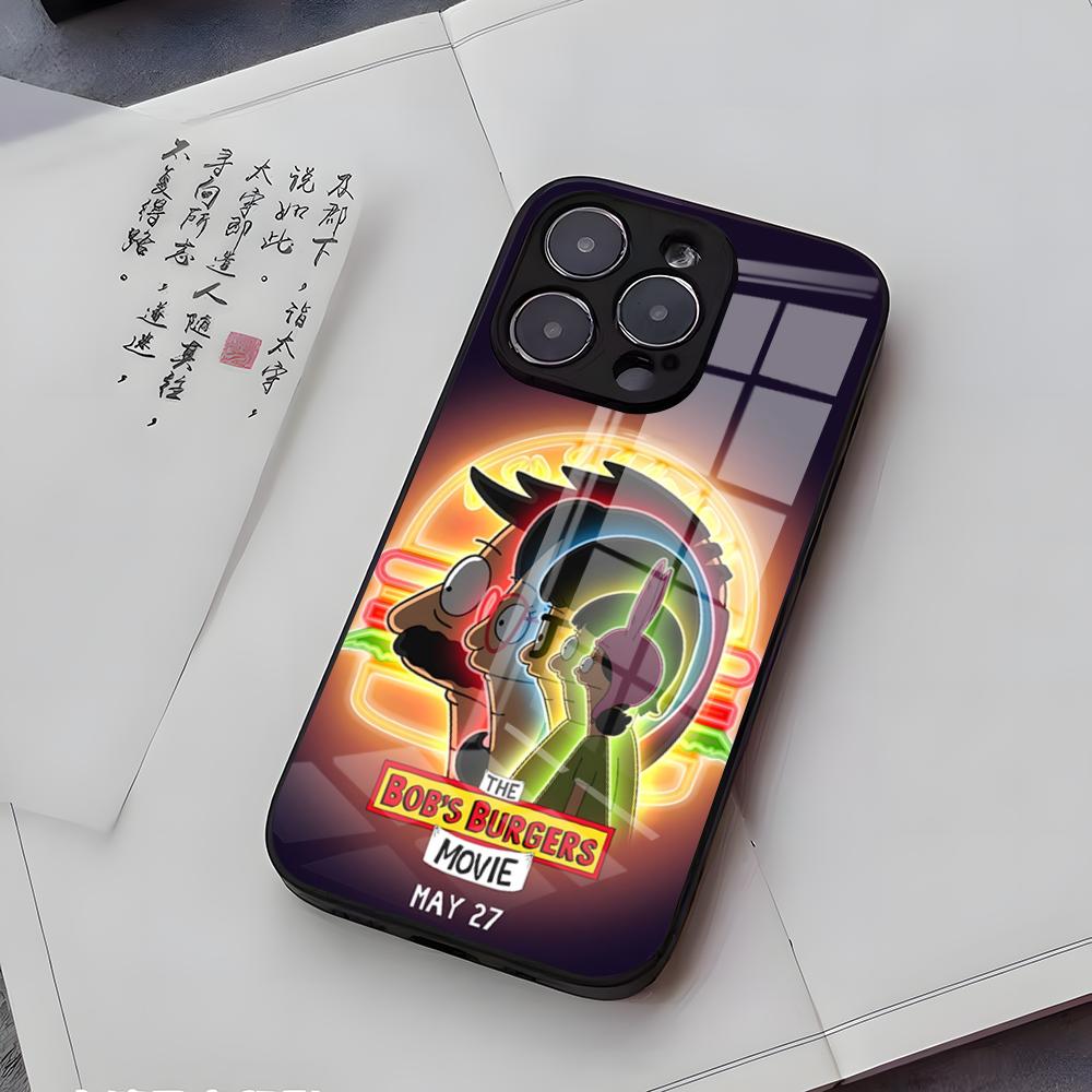 B-Bobs B-Burgers Phone Case For IPhone 17 Air 16 E Pro Max 15 14 13 Mini 12 Pro 11 Max Plus Black Glass Cover