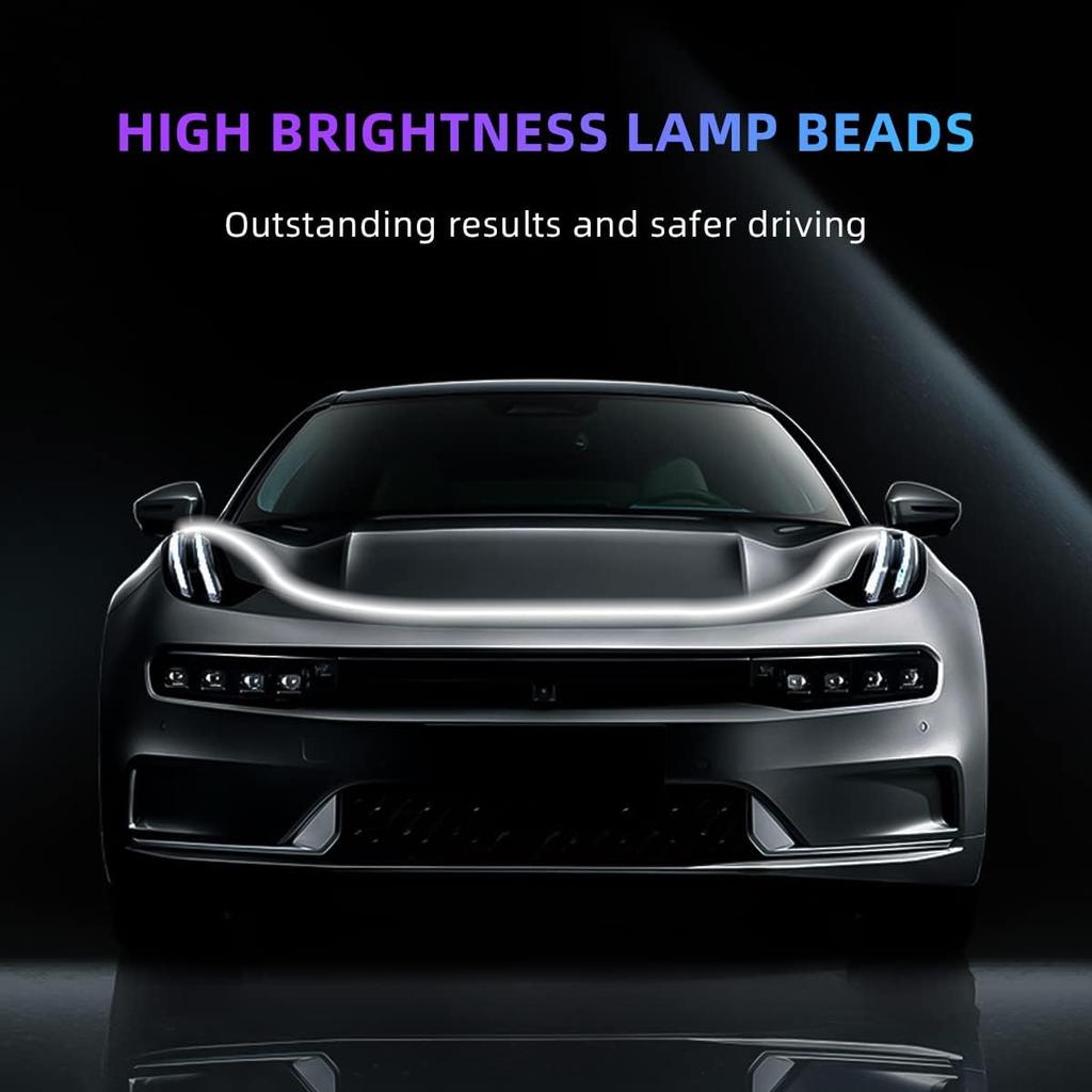 Ziciner Car Hood Light Strip, 79 Inch Flexible LED Strip Waterproof Auto Daytime Running Lights, Vehicle Universal Exterior LED Strip Accessories